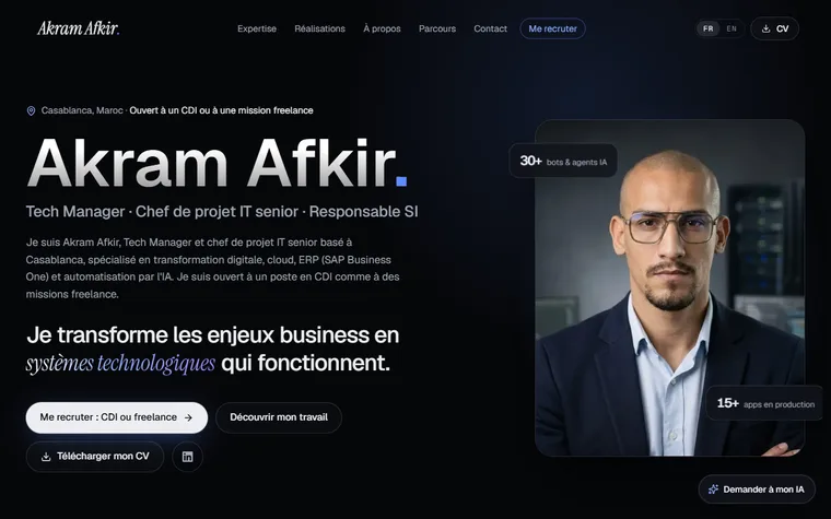 Aperçu du site portfolio d'Akram Afkir, fondateur d'ANIMA