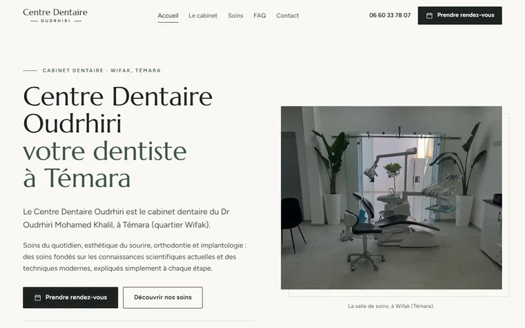 Aperçu du site du Centre Dentaire Oudrhiri créé par ANIMA